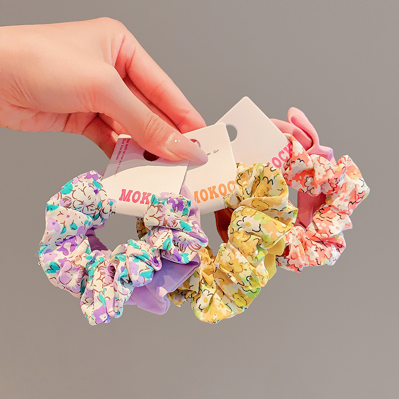 Hair Care Gift Set - New 2PCS/Set Floral Print Hair Scrunchies