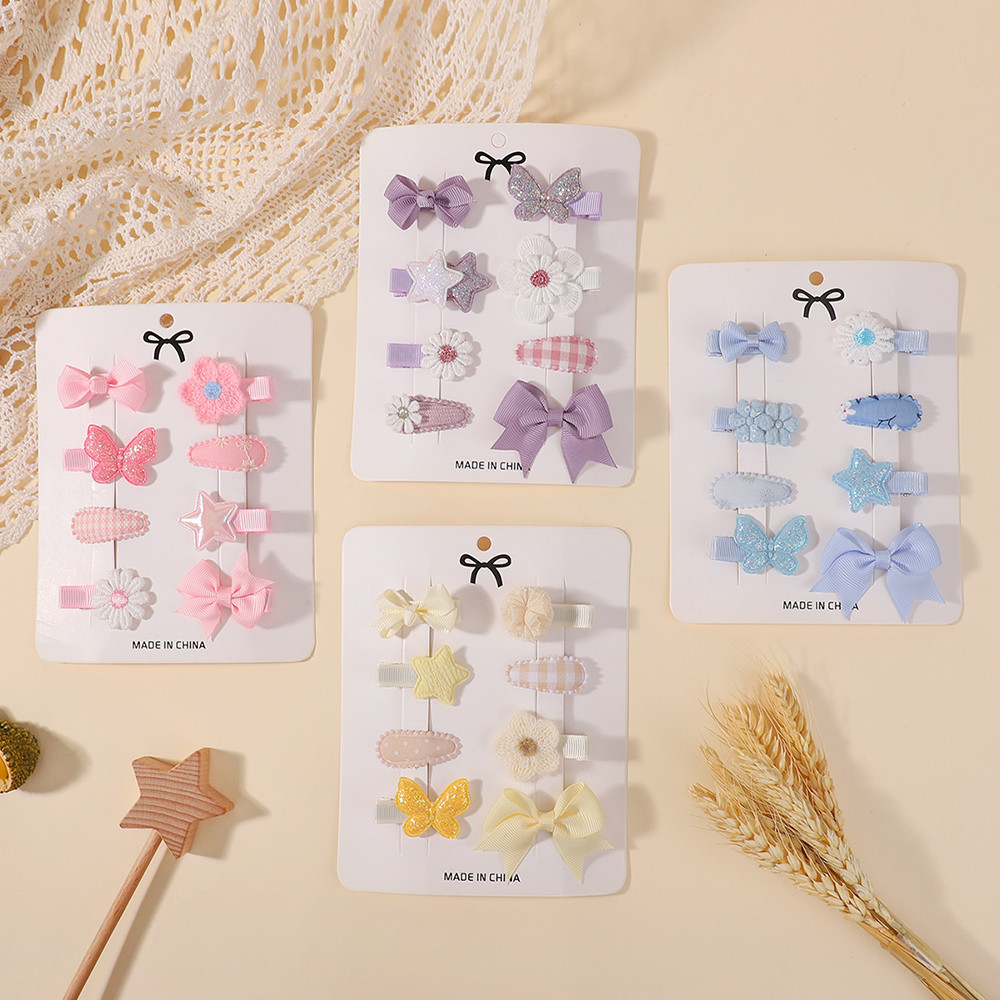 Hair Care Gift Set - 8Pcs/Set Girls Barrette Hairclips Sweet Bowknot