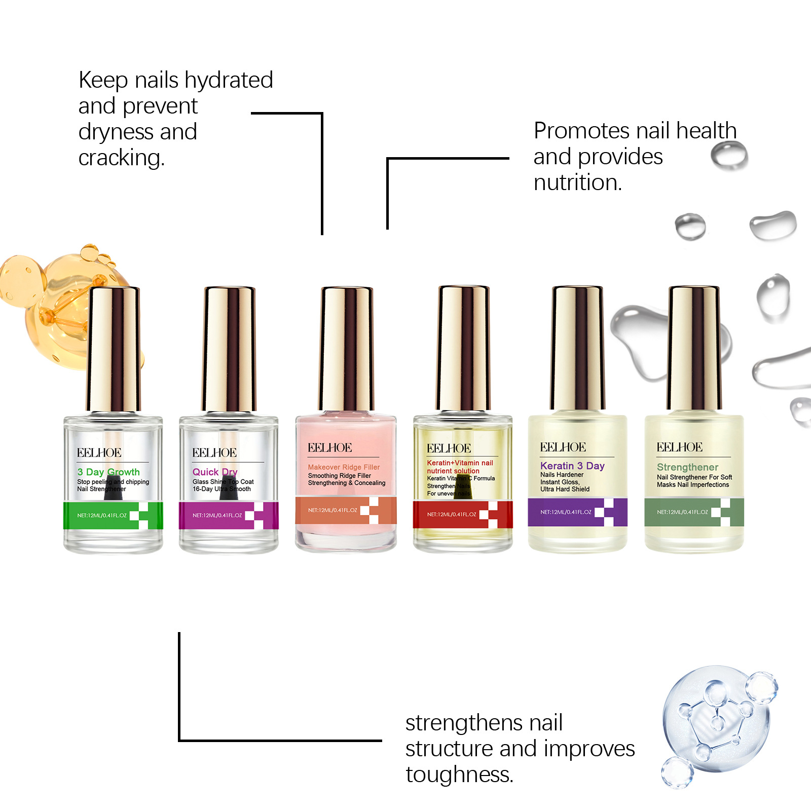 EELHOE 3 Days Keratin Nail Rep - Keratin Treatment Set recension och pris