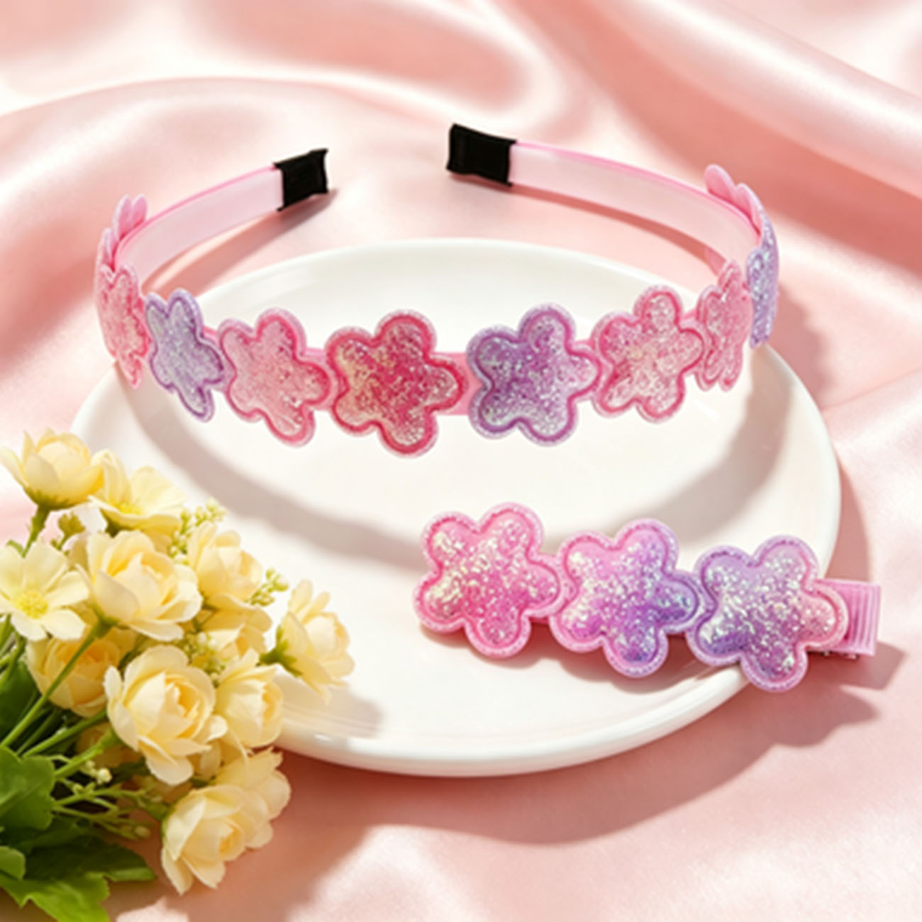 Sparkly Glitter Flower Headban - Hair Care Gift Set recension och pris