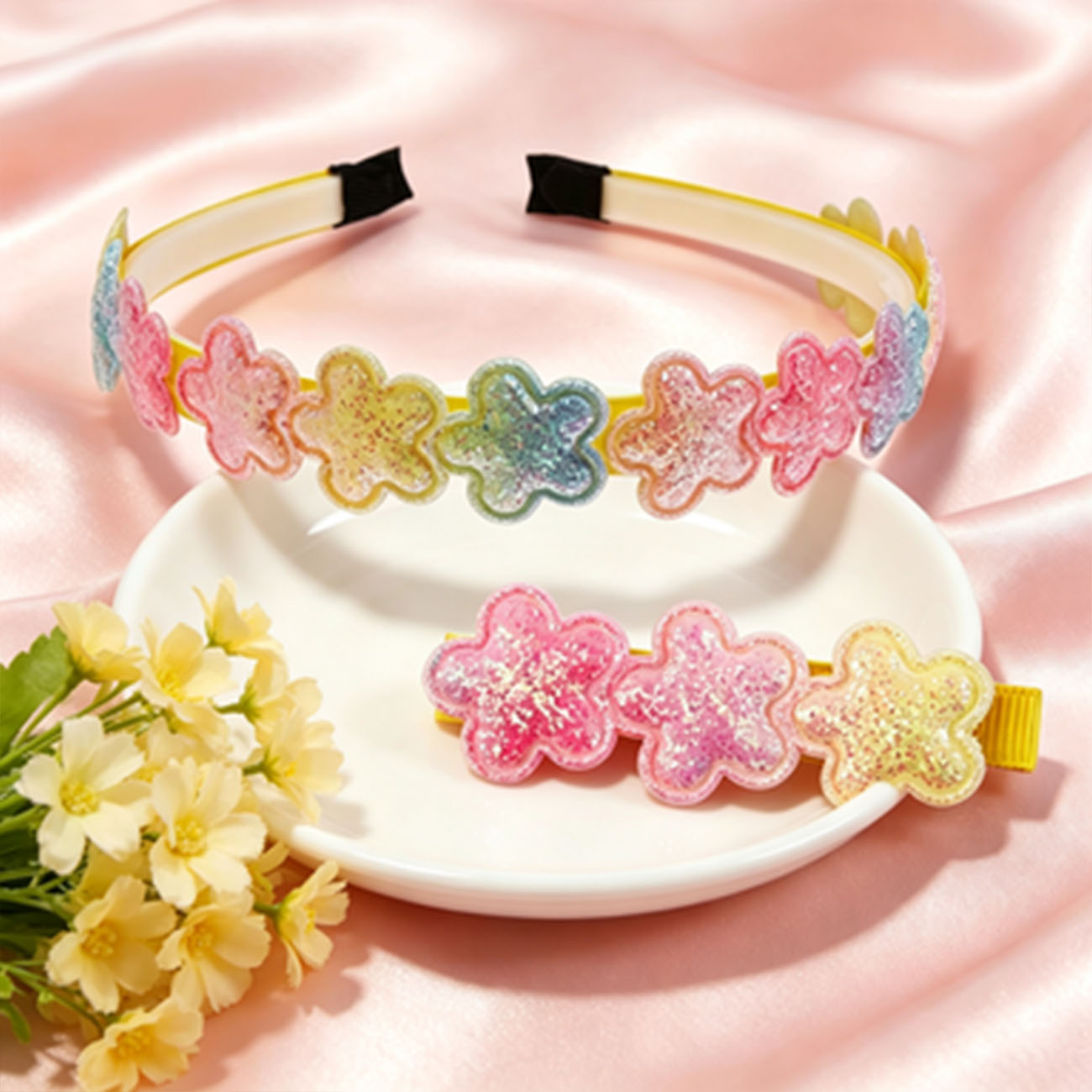 Sparkly Glitter Flower Headban - Hair Care Gift Set recension och pris