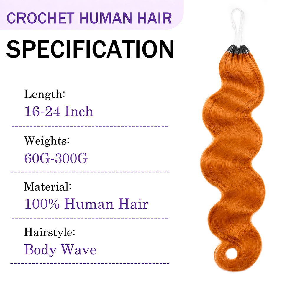 350 Ginger Orange Body Wave Fe - Crochet Braiding Hair recension och pris